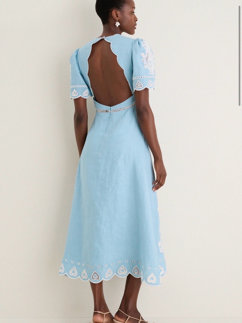FARM Rio Light Blue Embroiderede Midi Dress - Picture 4 of 8